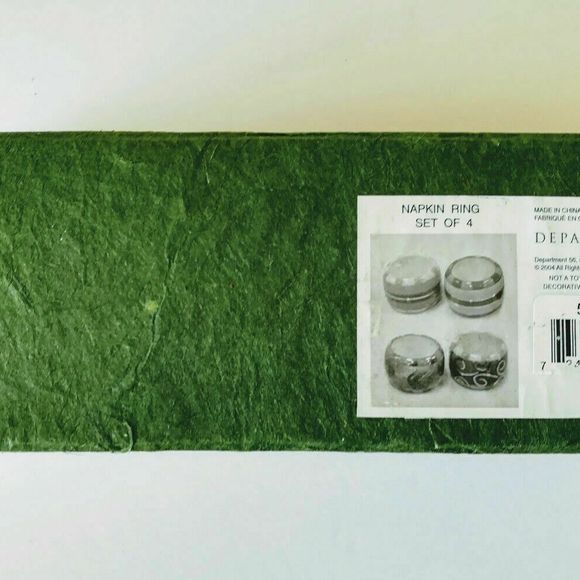 Ceramic Napkin Rings Vintage Dept 56 Jane Davies Christmas Red Green Gold IOB - Picture 4 of 7